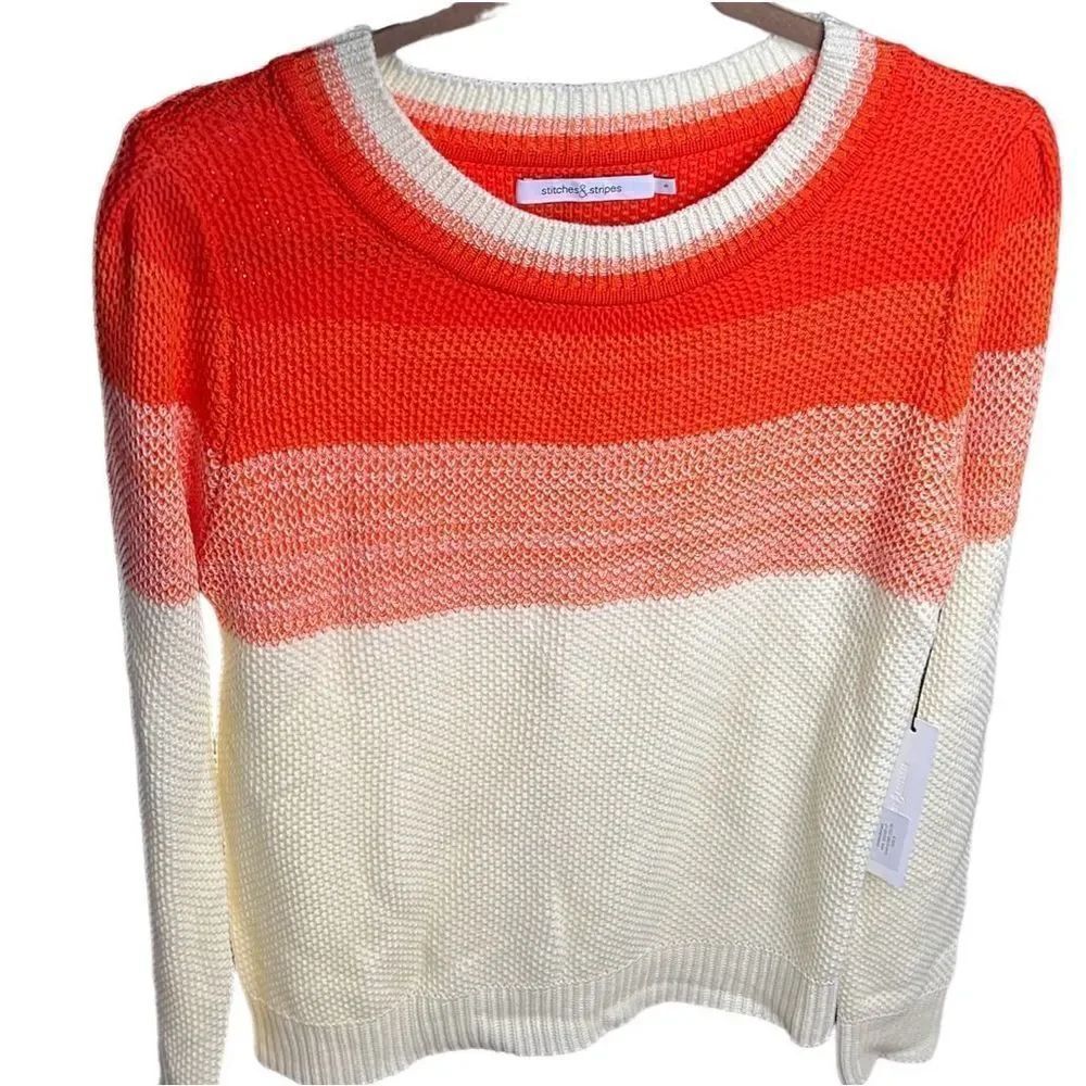 Stitches & Stripes Ombré Crewneck Sweater Orange Small Nwt